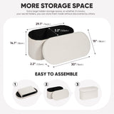 B FSOBEIIALEO Ottoman with Storage for Living Room, Sherpa Folding Storage Ottoman Foot Rest, 30 Inches Collapsible Bedroom Bench White B FSOBEIIALEO