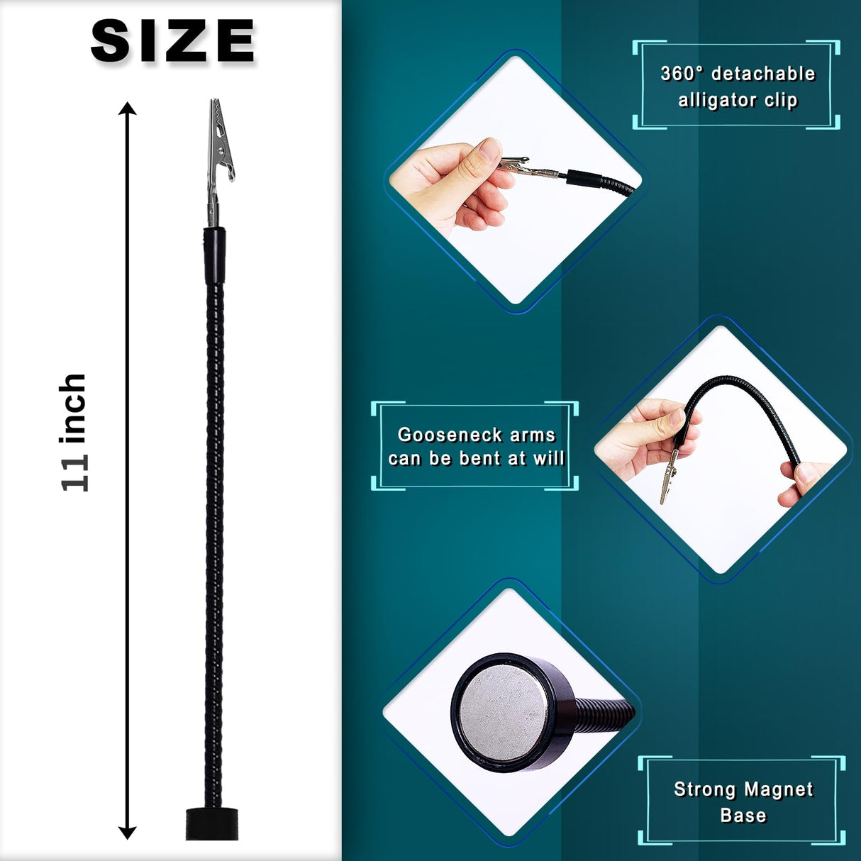 2 Pack Magnetic Helping Hands Soldering,Flexible Gooseneck Metal Arms for Automobile Electronics Soldering jewelry, Painting Art Crafts Hobby with Adjustable Alligator Clips Beclumas