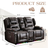 Oprisen 2-Seater Power Loveseat Recliner Electric Reclining Sofa Couch Wall Hugger Recliner Home Theater Seating w/Multi-Function Console/Cup Holders/LED Ambient Light Oprisen