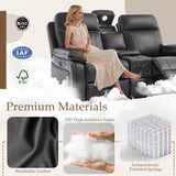 Neptane Power Reclining Loveseat with LED Reading Light/Storage Drawer/Bluetooth Speakers, Power Loveseat Recliner Sofa, Wall Hugger Reclining Loveseat with Outlets(Black, 2 Seat with Console) Neptane