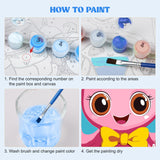 MXJSUA 4 Pack Cute Animals Paint by Numbers Kit with Framed Canvas for Ages 6-12 Kids, Turtle Paint by Numbers Kits for Children Beginners, Acrylic Oil Painting for Home Wall Decor Gift (8x8 inch) MXJSUA