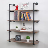 Industrial Pipe Shelving Wall Mounted,48in Rustic Metal Floating Shelves,Steampunk Real Wood Book Shelves,Wall Shelf Unit Bookshelf Hanging Wall Shelves,Farmhouse Kitchen Bar Shelving(4 Tier) MBQQ