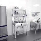 VINGLI 67" 2-Compartment Commercial Sink with Shelves Over & Drying Rack Underneath, 304 Stainless Steel Sink Double Basin with Drain for Restaurant, Freestanding Utility Sink for Laundry Room, Garage VINGLI