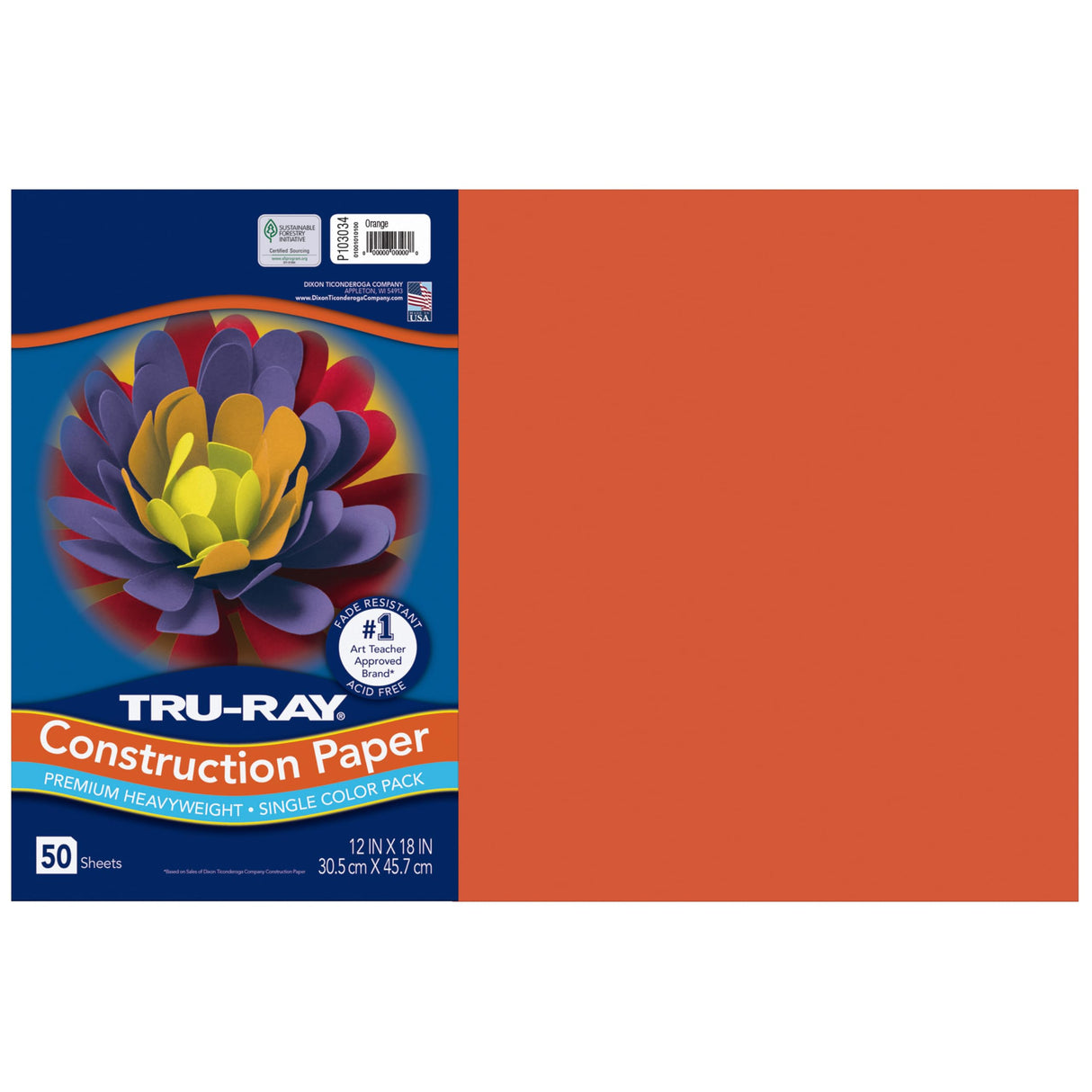 Tru-Ray® Construction Paper, 50% Recycled, 12" x 18", Orange, Pack Of 50 Tru-Ray