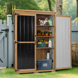Outdoor Storage Shed, Waterproof Garden Sheds & Outdoor Storage Cabinet with Lockable Door Sloping Roof, Wood Metal Tool Shed for Backyard Patio Lawn 68”x46” PetsCosset