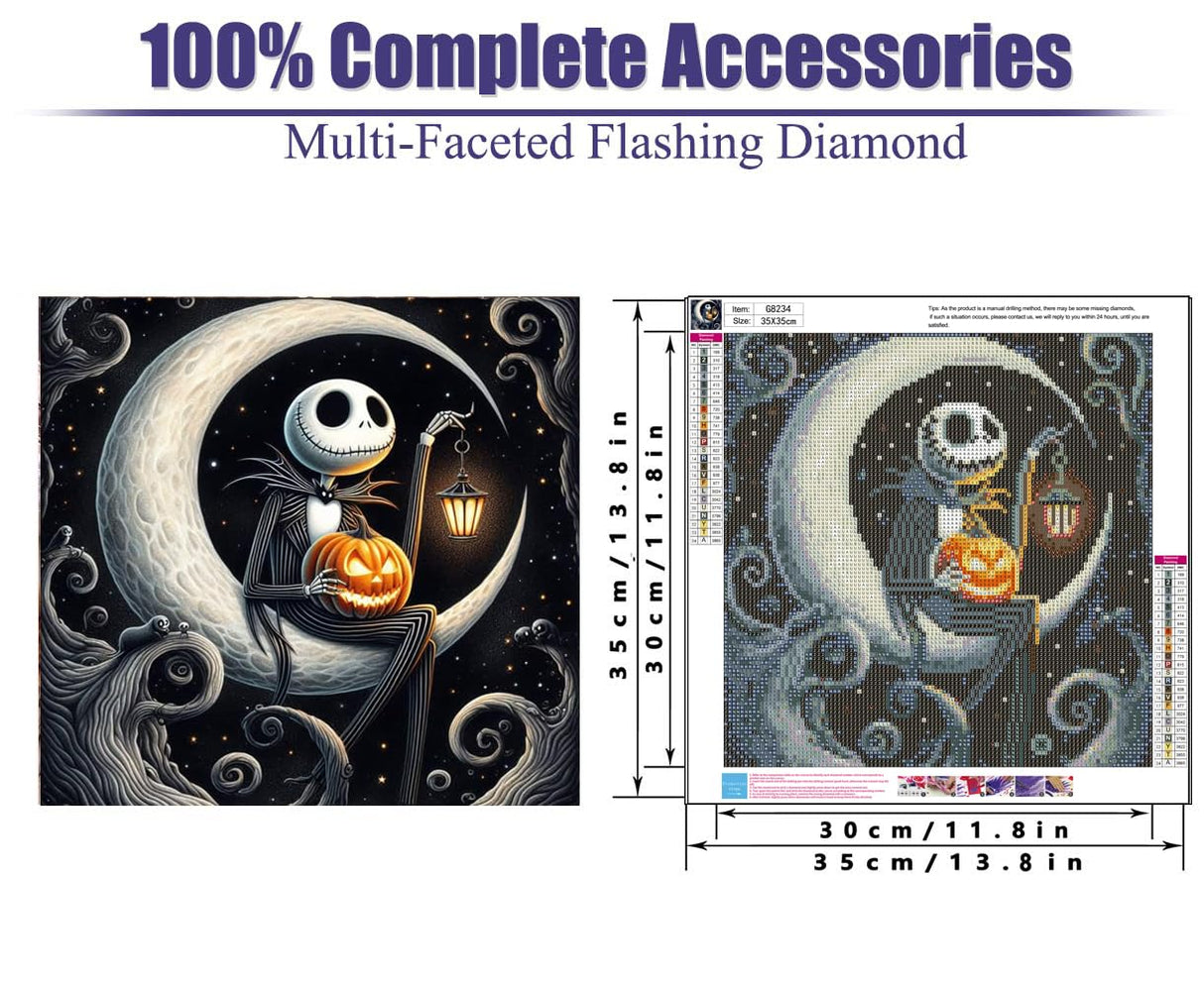Halloween Diamond Art Kits for Adults,5D DIY Diamond Painting Kits Full Round Drills,Diamond Arts and Crafts Kits for Relax and Home Wall Decor 14X14 Inch MjhRcll