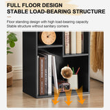 VECELO 4-Tier Slim Bookcase, Modern Storage Cabinet, Slim Bookshelf, Fits Tallest Hardcover, 5 Cubes, Vertical or Horizontal, Easy Assembly, Black VECELO