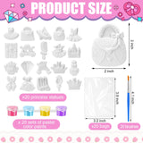 JellyArch 20 Set Princess DIY Painting Kit Ceramic to Paint Your Own Princess Rainbow Castle Statues Unpainted Plaster Figurines Brushes Acrylic Paints Bags Party Favor for Adults JellyArch