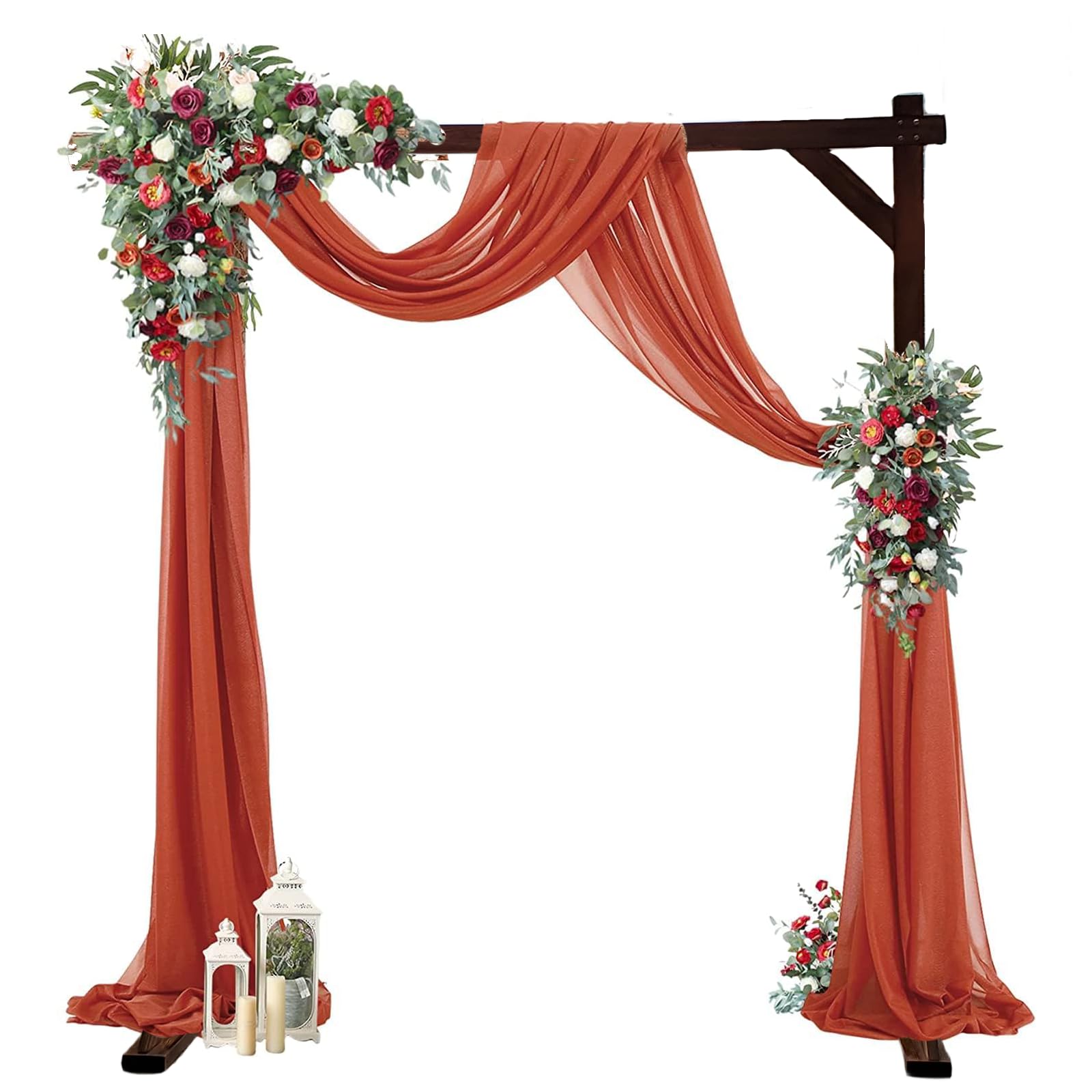 THORISE 7.3FT Wooden Wedding Arch Stand Square Wood Arch Wedding Arbor for Ceremony Party Proposal Scene Garden - WoodArtSupply