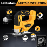 Jig Saw for Dewalt 18V/20V Max Battery, Cordless Jigsaw Tool Brushless Motor, Up To 2900 RPM, 45 Degree Beveled Cuts, LED Light for 4 Curve Cuttings, Plastic Box Include for Easy Carry (No Battery) Labfintom