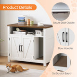 HOOBRO Cat Litter Box Enclosure, Farmhouse Wooden Cat Furniture with Scratch Pad, Storage Layer, Litter Box Furniture, End Side Table,White and Walnut, WH24MW01 HOOBRO