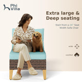 PHI VILLA 8-Piece Wicker Patio Furniture Set, Outdoor Half-Moon Curved Sectional Sofa with Cushions, 2 Ottomans, Large Conversation Seating for Garden or Backyard, Aqua Blue PHI VILLA