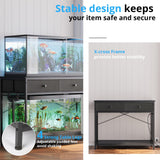 VOWNER 40 Gallon Aquarium Stand with Power Outlet, Metal Frame Fish Tank Stand with Cabinet Storage, Double Turtle Reptile Terrariums Tank Stand, 39.4" L*18.9" W Tabletop, 660LBS Capacity, Black VOWNER