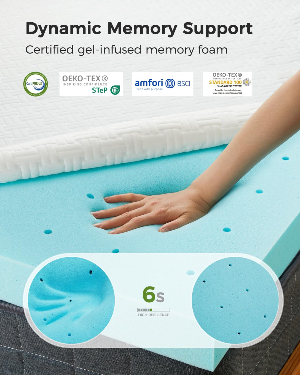 PERLECARE Twin Mattress Topper - 3 Inch Cooling Memory Foam Mattress Pad for Pressure Relief,Bed Topper with Bamboo Cover,Removable & Washable & Non-Slip,CertiPUR-US & Oeko-Tex Certified PERLECARE