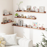 Heimlove Picture Ledge Shelf, Floating Shelves Set of 2, 36 Inches Picture Shelf for Wall with Ledge, Kids Bookshelf Wall Mounted for Living Room Bedroom Decor Books Photo Frames - Walnut Heimlove