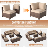 Aoxun 13 Pieces Patio Furniture Set with 44” Fire Pit Table Wicker Rattan Outdoor Sectional Conversation Set with Coffee Table and 4” Thickened Cushions, Beige (Waterproof Cover Included) Aoxun