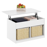 Furinno Jensen Living Room Lift Top Coffee Table with Hidden Compartment, Solid White Furinno