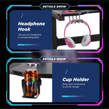 FDW 47 Inch Computer Desk Gaming Desk Writing Desk Office Desk Student PC Desk Extra Large Modern Ergonomic Racing Style Table Workstation for Adult Teens,Black FDW