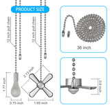 Generic ELFCAB Ceiling Fan Pull Chain Set, Including 4Pcs Beaded Ball Fan Pull Chain Pendant, Extra 8Pcs Pull Loop Connectors, 2Pcs 36 inches Fan Pull Chain Extension. (Nickel), 12inch Mnixy