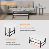 WOHOMO Coffee Table, White Modern Coffee Tables for Living Room, Detachable 2 Small Coffee Tables, Faux White Marble WOHOMO