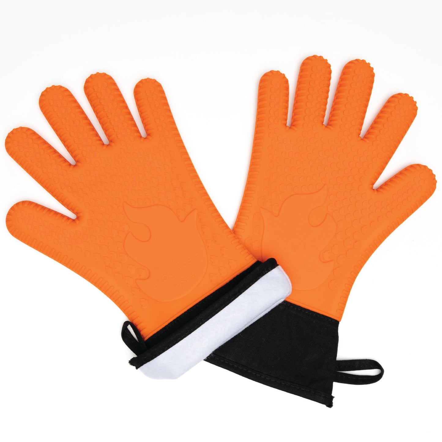 Ekogrips+ Oven Gloves with Fingers, Comfy Waterproof Heat Resistant Cooking Gloves -Long Cuff and Good Dexterity, Silicone Oven Mitts, Insulated BBQ Gloves, Outdoor Grill Gloves, Orange, OSFM