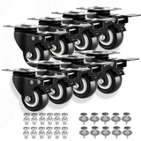 2" Casters Set of 8 Heavy-Duty Industrial Caster Wheels with Brake PU No Noise Wheels with Double Locking and Double Ball Bearing Swivel Locking Casters for Workbench, Furniture, Plate Castors Black GcFoir