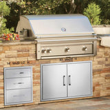 yuxiangBBQ Outdoor Kitchen Drawers Stainless Steel 3-Drawer BBQ Drawer 14" W x 20.5" H x 23" D Enclosed Built-in Drawer Flush Mount for Outdoor Kitchens & BBQ Islands yuxiangBBQ