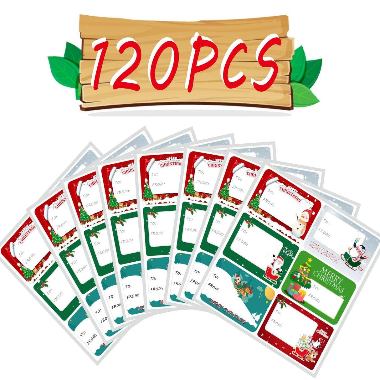 120 PCS Christmas Tags Stickers, Merry Xmas Gift Tags & Labels Christmas Stickers Labels Jxuane