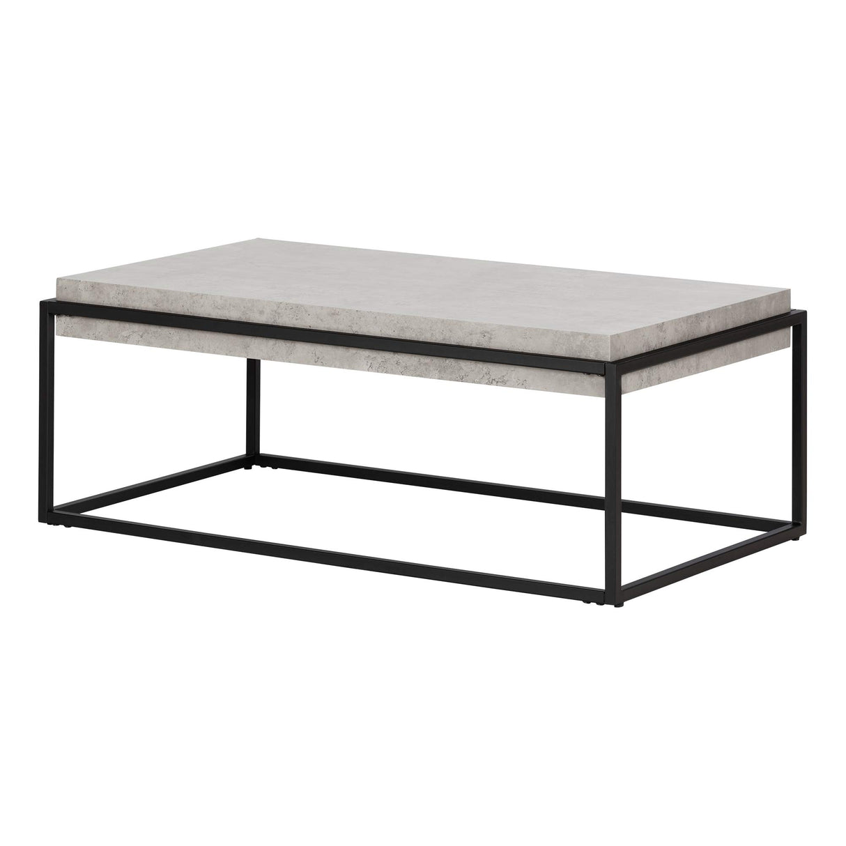 South Shore Mezzy Industrial Coffee Table, Concrete Gray and Black, 43.3 in x 23.6 in x 16.5 in South Shore
