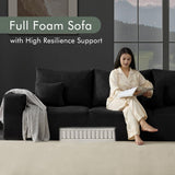 Boneless Sectional Cloud Couch Sofa for Living Room, 112" U-Shaped Modular Modern Lounge Sleeper Black Couches with Chaise, No Assemble, Cordury Compression Upholstered Sofas Gericco