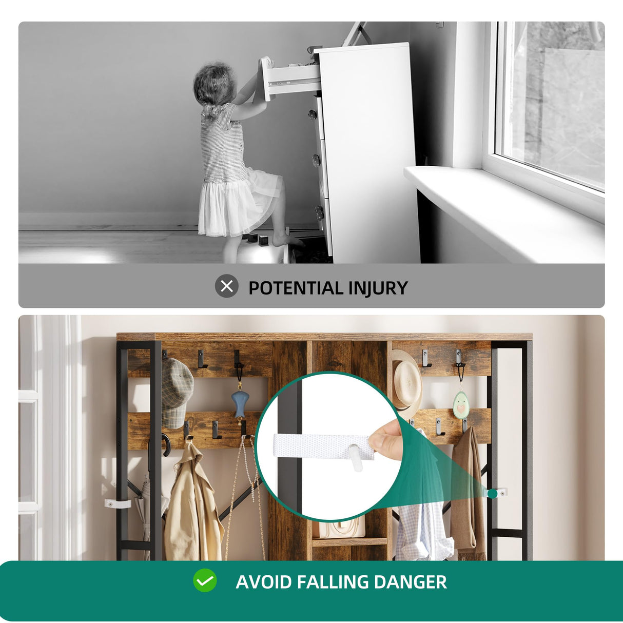 YITAHOME Farmhouse Entryway Bench with Coat Rack 59", 5-in-1 Hall Tree with Bench and Shoe Storage for Entrance, Living Room, Bedroom, Rustic Brown YITAHOME