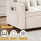 Wakefit 3 in 1 Convertible Sleeper Sofa Bed, Futon Couches for Living Room with Side Pocket | Adjustable Backrest| Velvet Fabric | Pull Out Couch | Recliner Loveseat | Sectional Sofa, Creamywhite Wakefit