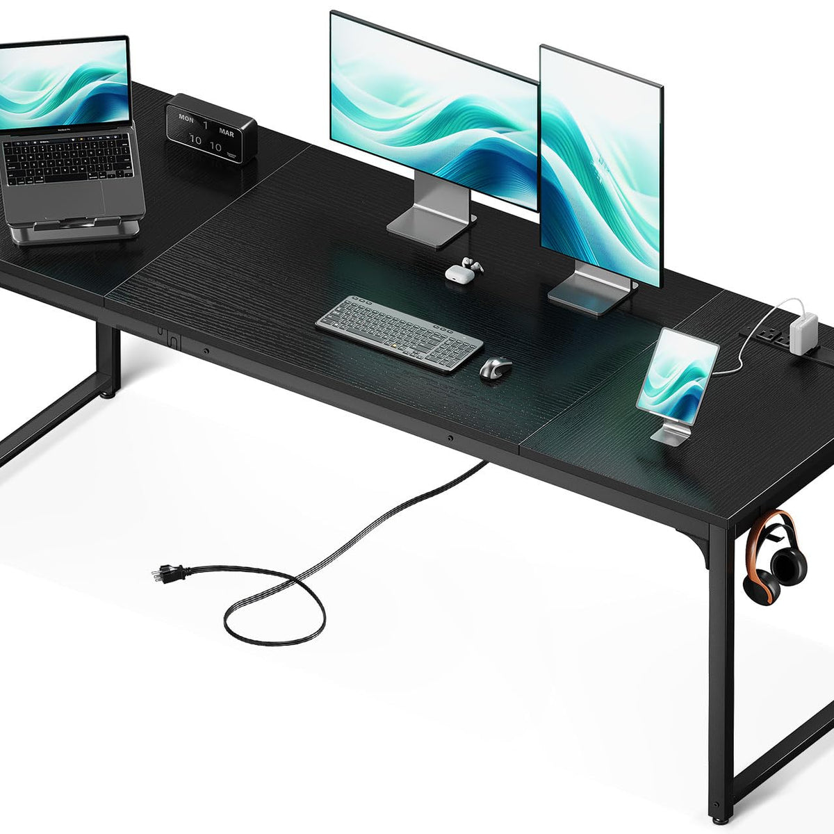 Coleshome 71 Inch Computer Desk with USB Ports, Large Office Desk, Lon ...