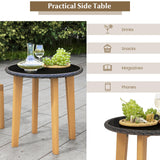 Tangkula 3 Piece Patio Chair Set, Wicker Chair & Side Table Set with Soft Cushions & Tempered Glass Tabletop, Solid Wood Support, Outdoor Rattan Furniture Set for Porch, Backyard, Poolside Tangkula