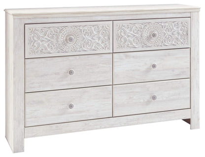 Signature Design by Ashley Paxberry Boho 6 Drawer Dresser, Whitewash - WoodArtSupply