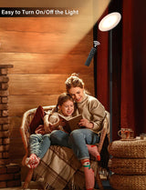 PreeOtti Modern LED Floor Lamp - Remote & Touch Control, 40W/2400LM Sky Torchiere Standing Lamp, Fully Dimmable, 3 Color Temperatures, Ideal for Living Room & Bedroom, Easy to Assemble PreeOtti