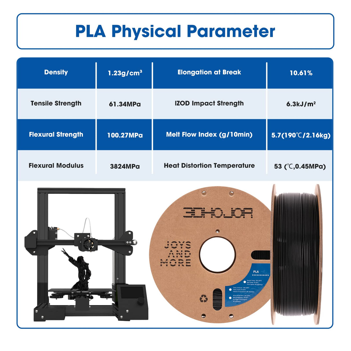 3DHoJor PLA Filament 1.75mm,3D Printing Filament High Speed,1kg*4 Bundle Cardboard Spool, Fit Most FDM 3D Printer,Dimensional Accuracy +/- 0.03 mm,Vacuum Packaging-Black+White 4Pack 3DHoJor