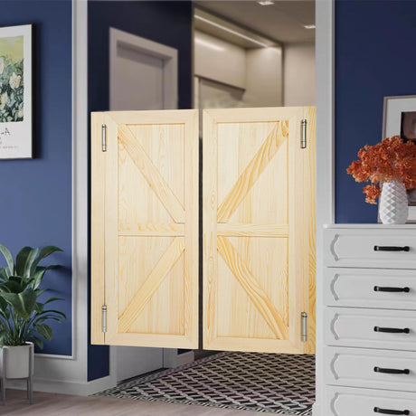 Interior Wood Swing Door, Sturdy Cafe Saloon Doors with Metal Hinges, Cowboy Swinging Door for Stairs Bathroom Bedroom Balcony (Log Color) YIYIBYUS