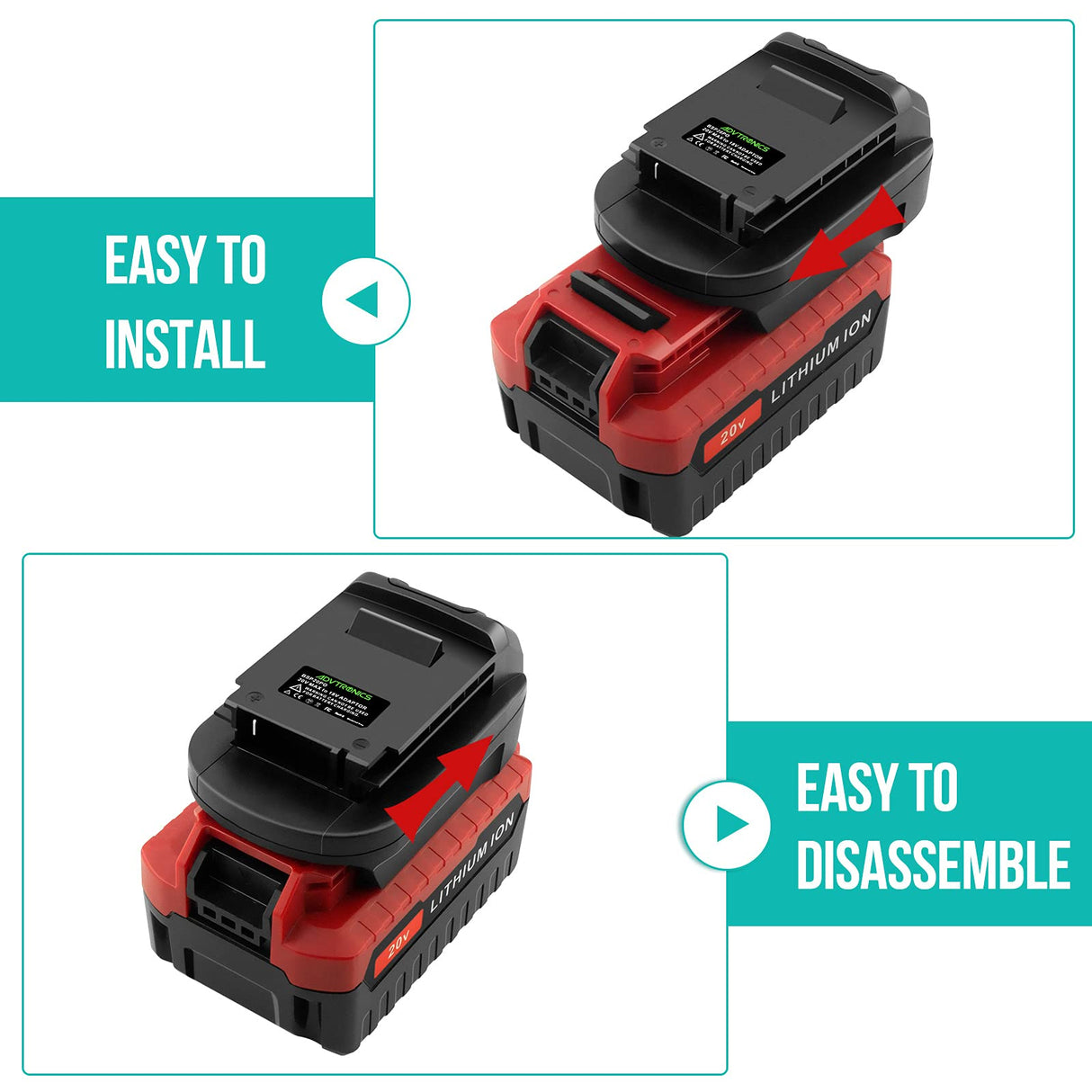 ADVTRONICS 20V Battery Adapter BSP20PO Compatible with Porter Cable 18V Tools, Convert Porter Cable 20V MAX Lithium Battery PCC685L PCC680L PCC685LP to 18V NiCad NiMh Lithium Battery PC18B PC18BL ADVTRONICS
