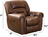 CANMOV Power Recliner Chair,Faux Leather Electric Recliner Chair with Padded Arms and Adjustable Backrest,Single Sofa with USB Charger for Living Room,Nut Brown CANMOV