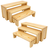 Yikaroeli Display Risers-3 Tier Wood Risers Decorative Rectangular, 6-piece Set Display Stands Arranging and Showcasing your favorite items(Nature) Yikaroeli
