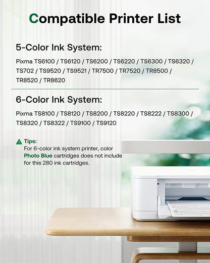 PGI-280XXL CLI-281XXL Compatible Replacement for Canon 280 and 281 Ink Cartridges Use with Canon PIXMA TR8520 8620 7520, TS9120 6200 6220 8120, 5-Pack