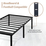 TUYOHW Twin Bed Frame with 18 Inch Tall Underbed Storage Space, Metal Bed Frame with Max 2000LBS Heavy Duty Metal Slat Support, DIY Headboard Holes, No Box Spring Needed, Easy Assembly, Black TUYOHW