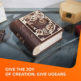 UGEARS Book of Secrets Puzzle Box - 3D Wooden Puzzles for Adults, Fun Wood Steampunk Combination-Lock - DIY Building Mechanical Model Kit for Fathers Day and Hobby Enthusiasts - 263 Pcs UGEARS