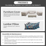 Patio Wicker Furniture Set 7 Pieces Outdoor Black Rattan Conversation Seat Couch Sofa Chair Set with Royal Blue Cushion and Furniture Covers Rattaner