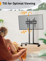 Perlegear Rolling TV Stand, Mobile TV Stand with Wheels for 32-70 inch TVs, Height Adjustable Mobile TV Cart with -15° to +5° Tilt, Rolling TV Cart for 4K TV Max VESA 400x400mm up to 88lbs, PGTVMC14 Perlegear