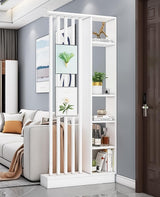 Wall Room Divider, Storage Cabinet Storage Display with Shelves, Modern Freestanding Wood Room Divider Screen, Wall Privacy Screens for Home Office Decorative (White,31.5" L x 9.5" W x 79.5" H) Kavie