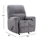 CANMOV Rocker Recliner Chair for Adults,Manual Recliner Chair with Overstuffed Backrest and Armrests, Soft Fabric Manual Rocking Reclining Sofa for Living Room,Grey CANMOV