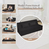 Youtanic 5 in 1 Folding Sofa Bed, Queen Size Convertible Sleeper Chair with Pillow, Memory Foam Futon Couch, Velvet Fabric Washable Mattress for Living Room, Dorm, Guest, Home Office, Apartment, Black Youtanic