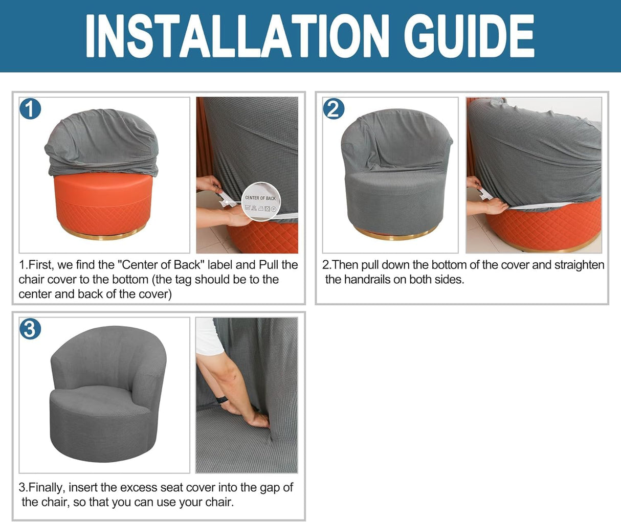 SFYZHMME Jacquard Swivel Barrel Chair Cover, Soft Polar Fleece Swivel Accent Chair Slipcover,Modern Barrel Chair Slipcover for Round Club Armchair (Navy) SFYZHMME